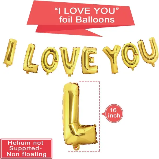 40 Pack I Love You Balloons and Heart Balloons Kit with 1000 Pcs Dark-Red Silk Rose {3}