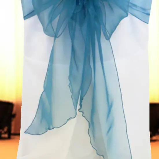 10 Pieces Peacock Organza Chair Bands, 12"x116" Stylish Angled End Decor {5}