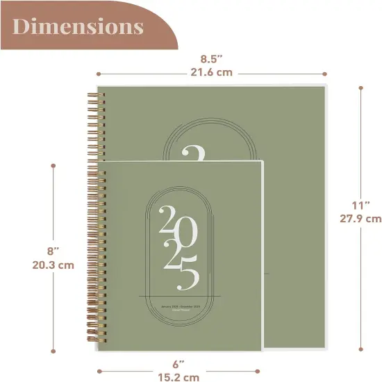 Rileys 2025 Weekly Planner - Annual Weekly & Monthly Agenda Planner, Jan - Dec 2025, Flexible Cover, Notes Pages, Twin-Wire Binding (8 x 6-Inches, Green) {3}