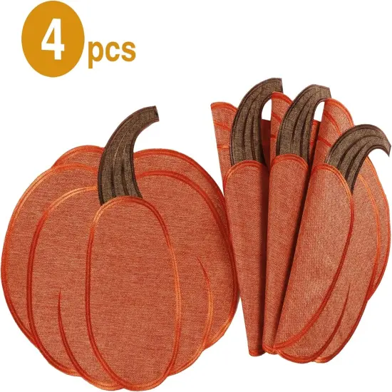 Thanksgiving Harvest Pumpkin Placemats 15 x 15 Inch(Rust) {5}