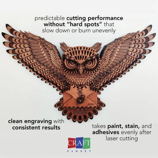 6mm or 3mm, 12&rdquo;x19&rdquo; Premium Unfinished or Finished Two Sided with MDF Core, Glowforge Ready | Walnut, Cherry, Maple, Red Oak, White Oak, Alder, Pine, Cedar, Sapele, Mahogany, Hickory, Bamboo {6}