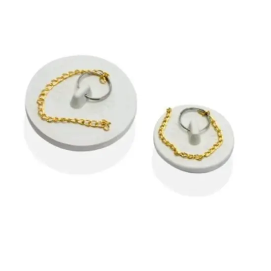 Handy Housewares 2pc Durable Rubber Sink Drain Stopper Plug Set with Pull Chain for Bathtub, Kitchen and Bathroom {1}