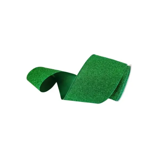 4" Glitter Magic Ribbon: Emerald Green (10 Yards) {2}