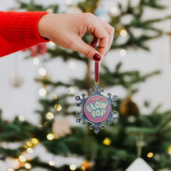Northlight Snowflake "Blow Pop" Candy Logo Christmas Ornament - 3.25" - Pink and Blue {4}
