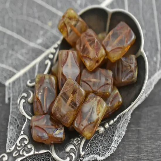 *12* 12x8mm Crystal Mint Picasso Table Cut Diamond Rectangle Beads {2}