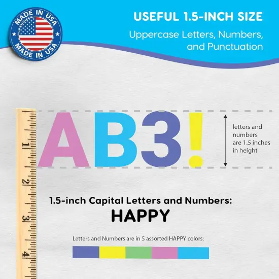 636 Pcs 1.5 in. Happy Colors Bulletin Board Letters & Numbers {3}