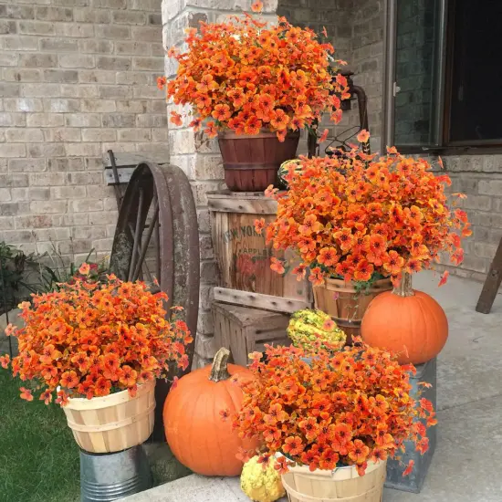 Artificial Mums Fall Flowers - 12 Bundles {4}