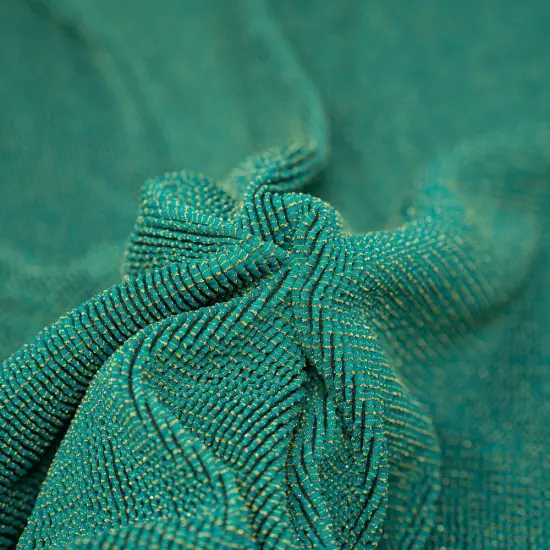 1 Yard 36" x 23/24" Ritzy Crinkle Nylon Polyester Spandex with Metallic Fabric 680 GSM Ocean {1}