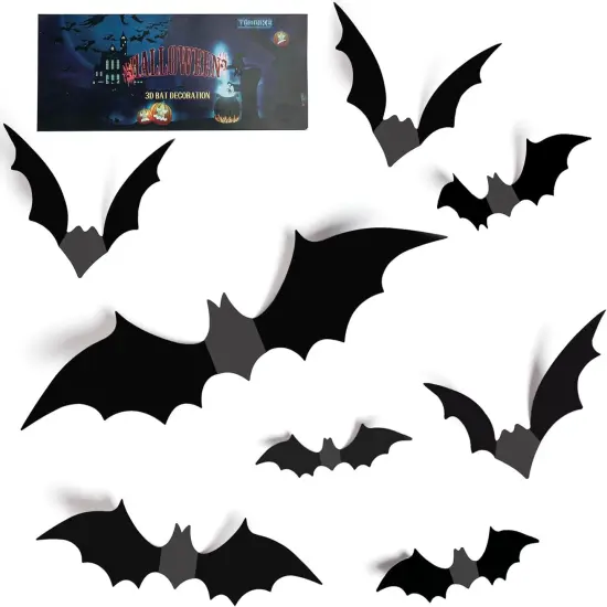 Halloween Decorations Bats Wall - 64 Pcs {1}