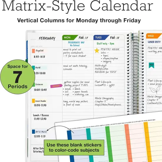 7 Periods Teacher Planner - 8.5x11 (Spring Floral) {4}