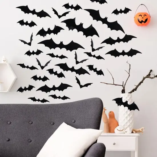 120PCS 3D Bats Halloween Decorations Wall Decor {4}