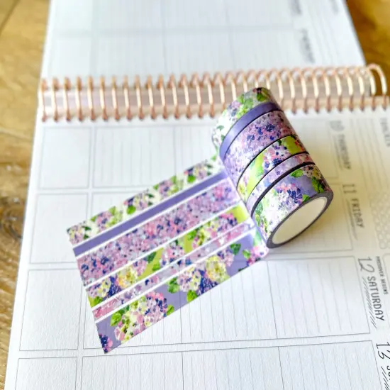 Purple Hydrangea Spring Floral Washi Tape Set April 2025 - W130 {3}
