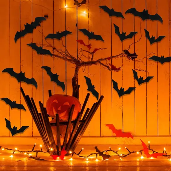 140 Pcs Halloween Bats Wall Decor {5}