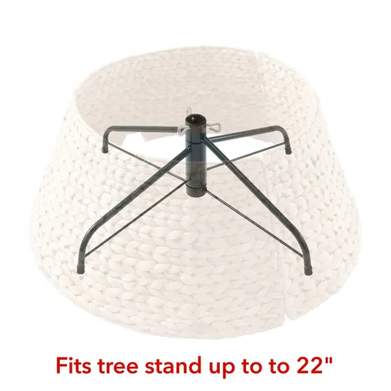Casafield Christmas Tree Collar, Woven Water Hyacinth Tree Base Cover with Cord Cut Out {3}