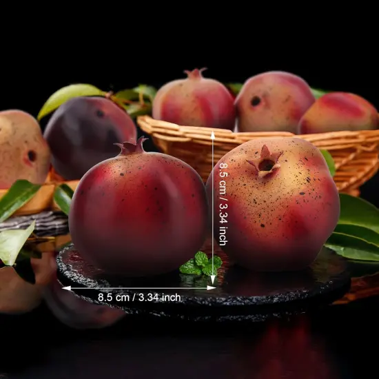 6 PCS Artificial Pomegranates Fake Realistic Simulation Fruits {3}