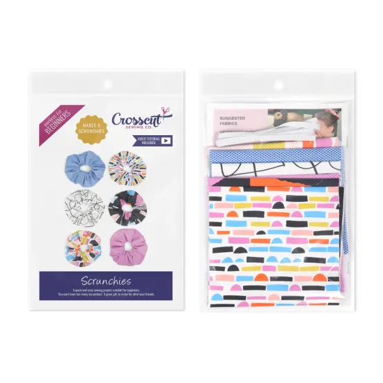 Crosscut Sewing Co.&reg; Scrunchie Sewing Project Kit for Beginners with Fabric, Instructions and Video Abstract black {2}
