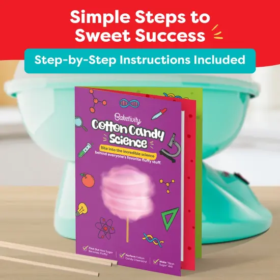 Baketivty Cotton Candy Machine - Cotton Candy Maker for Kids and Adults - Cotton Candy Machine Kit with Supplies - 10 Cotton Candy Sticks, Sugar Scoop, STEM Activity Book {3}