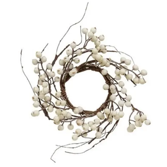 White Snowberry & Twig Candle Ring {1}