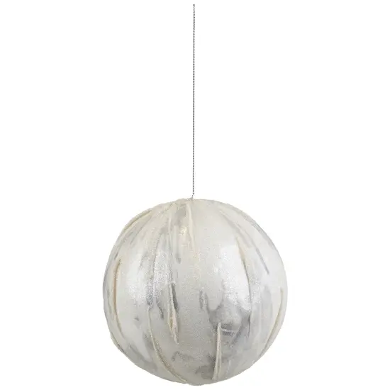 Northlight Glitter Marbled Christmas Ball Ornament - 4.25" - White {3}