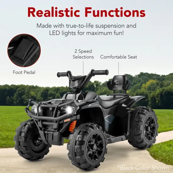 Best Choice Products 12V Kids Ride-On ATV Quad w/ Bluetooth, 2.4mph Max, Treaded Tires, LED Lights, Radio White {4}