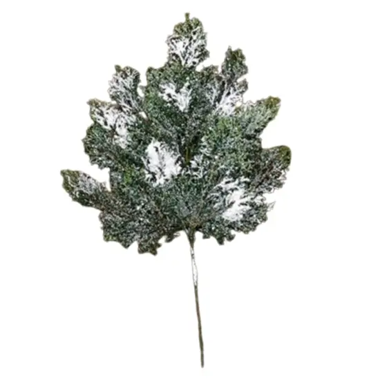 18" Green-white Snowy Cedar Spray with Brown Stem Perfect for Holiday Decor {1}