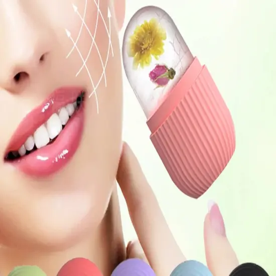 LivsIce Roller for Face and Eye, Ice Face Roller,Facial Beauty Ice Roller Skin Care Tools, Ice Facial Cube, Gua Sha Face Massage, Silicone Ice Mold for Face Beauty PINK {3}