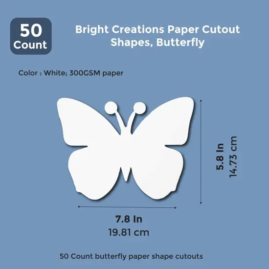 Paper Butterfly Cutouts for Crafts (7.5 x 6 In, White, 50 Pack) {2}