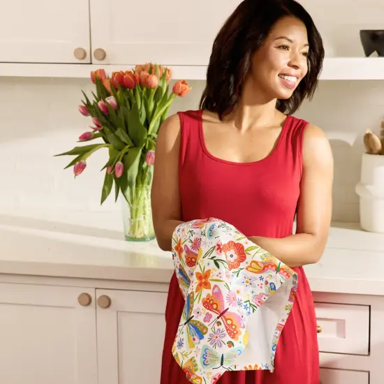 Butterfly Floral Cotton Kitchen Tea Towel {3}