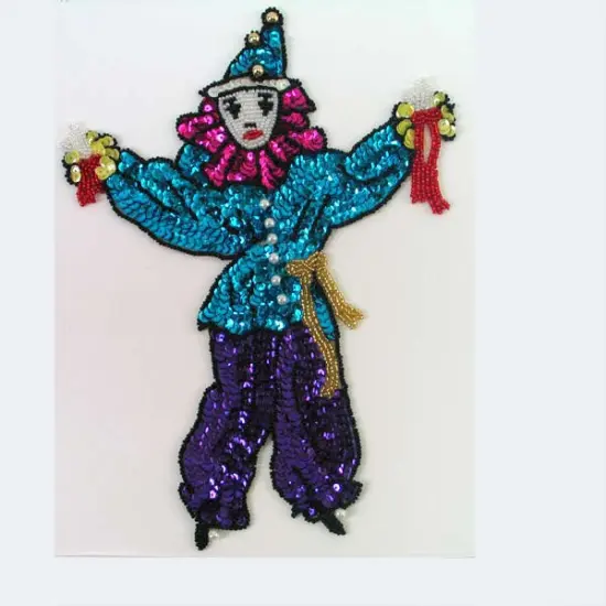 10" x 7 1/4" Mardi Gras Juggler Sequin Applique/Patch {1}