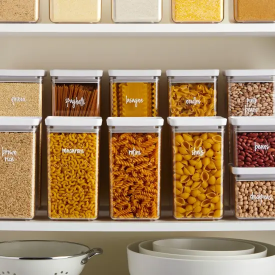 Talented Kitchen 375 Clear Pantry Labels for Containers - Preprinted White Script Kitchen Stickers for Organizing Food Containers, Jars, Storage Canisters, and Bins (Water Resistant) {5}