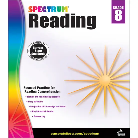 Spectrum Grade 8 Reading Workbook, Middle School Books With Nonfiction and Fiction Passages and Learning Activities, Classroom or Homeschool Curriculum {1}