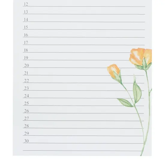 5x10 Monthly and Daily Perpetual Calendar, Spiral Flipping Pages, Floral Design White {4}