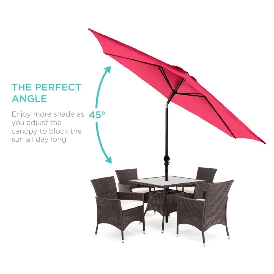 Best Choice Products 10ft Outdoor Steel Market Patio Umbrella w/ Crank, Tilt Push Button, 6 Ribs Hot Pink {2}