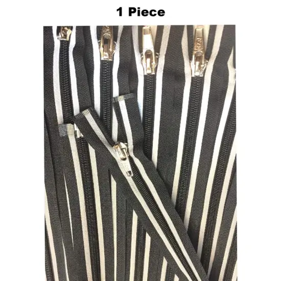 Striped 23.5 Inch Reflective Nylon Coil #5 Open, Separating Jacket Zipper Black + Grey {1}