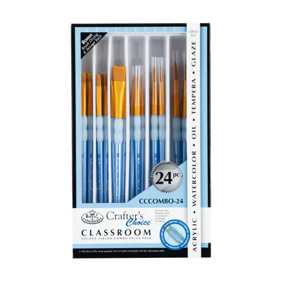 RCVP-CCCOMBO-24 | Crafter's Choice&trade; Gold Taklon 24pc Combo Brush Assortment {1}