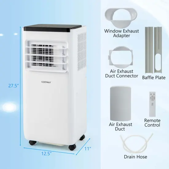 Costway 6500 BTU(10000 BTU ASHRAE) Portable Air Conditioner Cools up to 350 Sq.Ft with Fan & Dehumidifier {3}