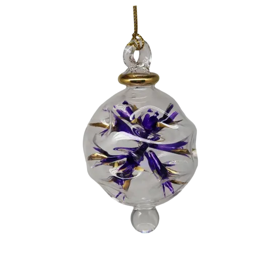 Blown Glass Pierced Starburst Ornament - Purple {3}