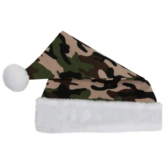 Northlight Unisex Adult Camouflage Christmas Santa Hat- One Size - Green and White {6}