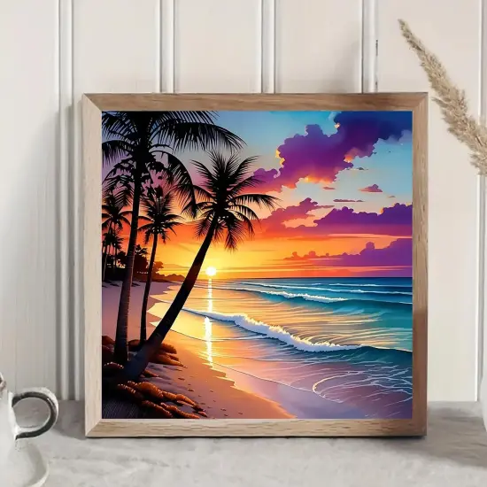 5D Coconut Tree Beach Diamond Art Kits for Adults {2}