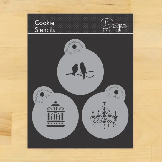 Mini Love Birds & Chandelier Cookie Stencil Set | C838 by Designer Stencils | Cookie Decorating Tools | {1}