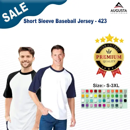 Augusta Sportswear&reg; Short Sleeve Crewneck Baseball Jersey White/ royal {2}
