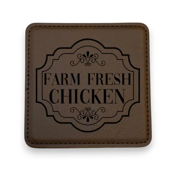 Coaster - Farm Fresh Chicken - SET OF 2 - Leather or Stitched Cork Stitched Cork/Black {3}