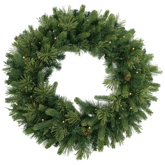 Northlight Pre-Lit Battery Operated Mossy Cashmere Pine Artificial Christmas Wreath - 32" - Clear Led Lights Green {3}