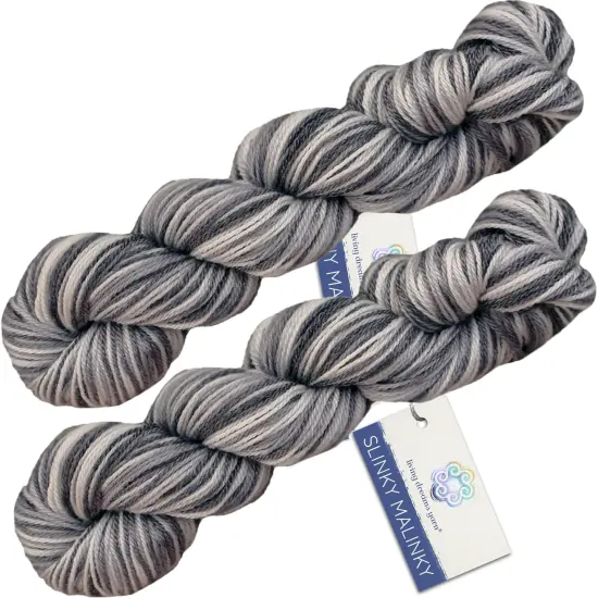 Slinky Malinky Superwash Merino Sock Yarn with Tencel - Silky & Strong. Pacific Northwest Hand Dyed. Fingering Weight #1. Mysty 2 pack {1}