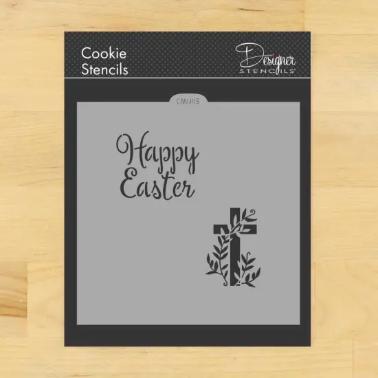 Happy Easter Cookie & Craft Stencil | CM083 by Designer Stencils | Cookie Decorating Tools | Baking Stencils for Royal Icing, Airbrush, Dusting Powder | Craft Stencils for Canvas, Paper, Wood | Reusable Food Grade Stencil {1}