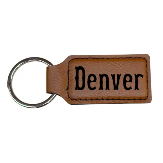 Keychain - Rectangle - Denver - Leather Black/Silver {1}