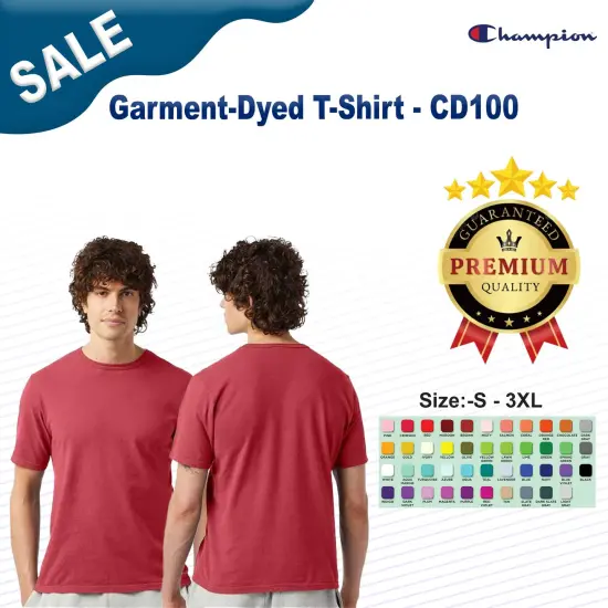 Champion&reg; Crewneck Short Sleeve Garment-Dyed T-Shirt Crimson {2}