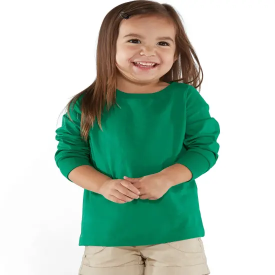Rabbit Skins&reg; Toddler Cotton Jersey Crewneck Long Sleeve T-Shirt - 3311 White {5}