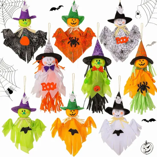 9 Pack Halloween Decoration Hanging Ghost Pumpkins Decorations {1}