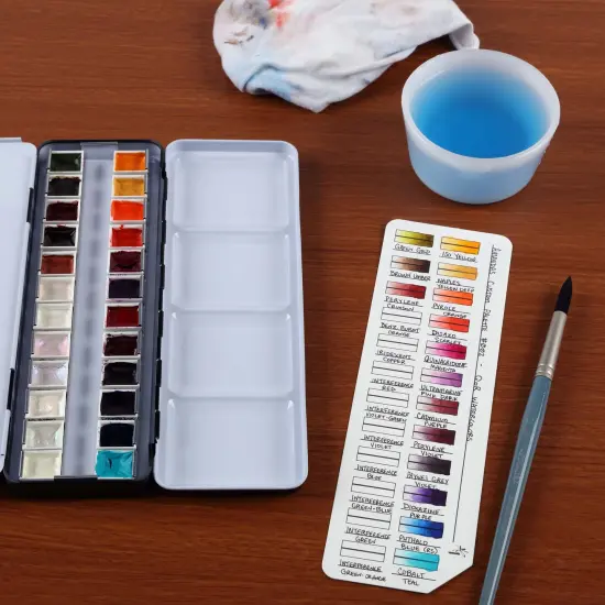 New York Central Watercolor Palette - 24 Empty Half Pans Boxes and Palette with 10 Watercolor Swatch Cards and 2 Swatch Card Sleeves {4}